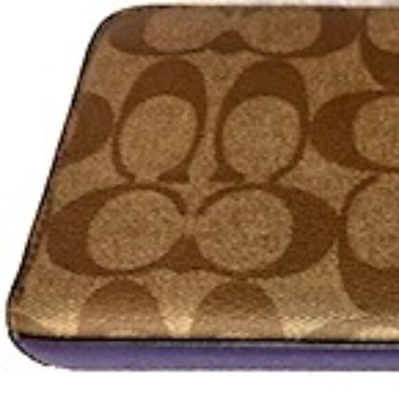 Coach Peyton Signature "C" print long wallet with violet interior and trim - Picture 3 of 11
